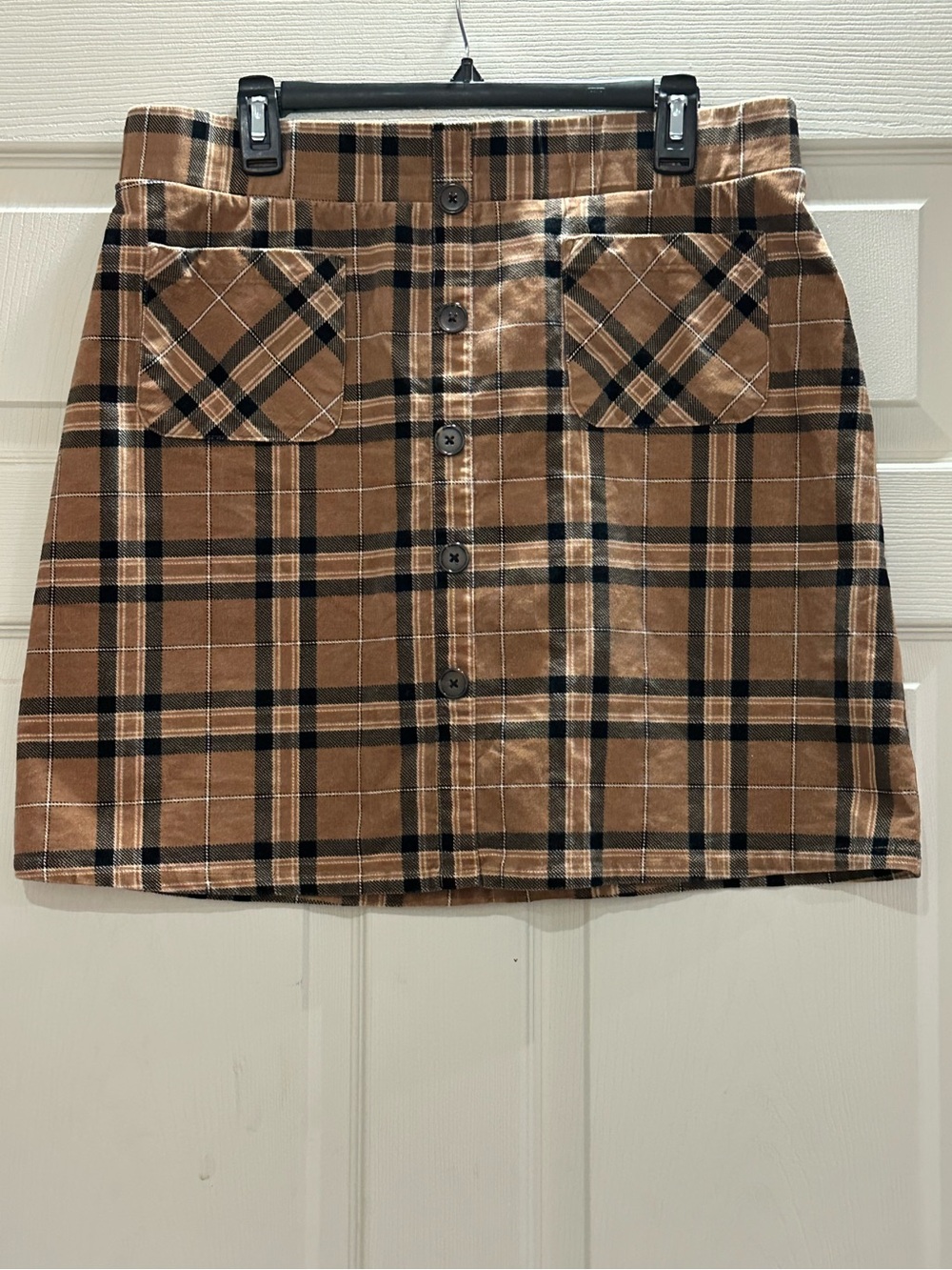 torrid Brown and Black Plaid Button-Front Mini Skirt